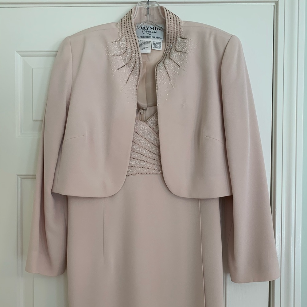 Mother of the bride blush pink dress and jacket
